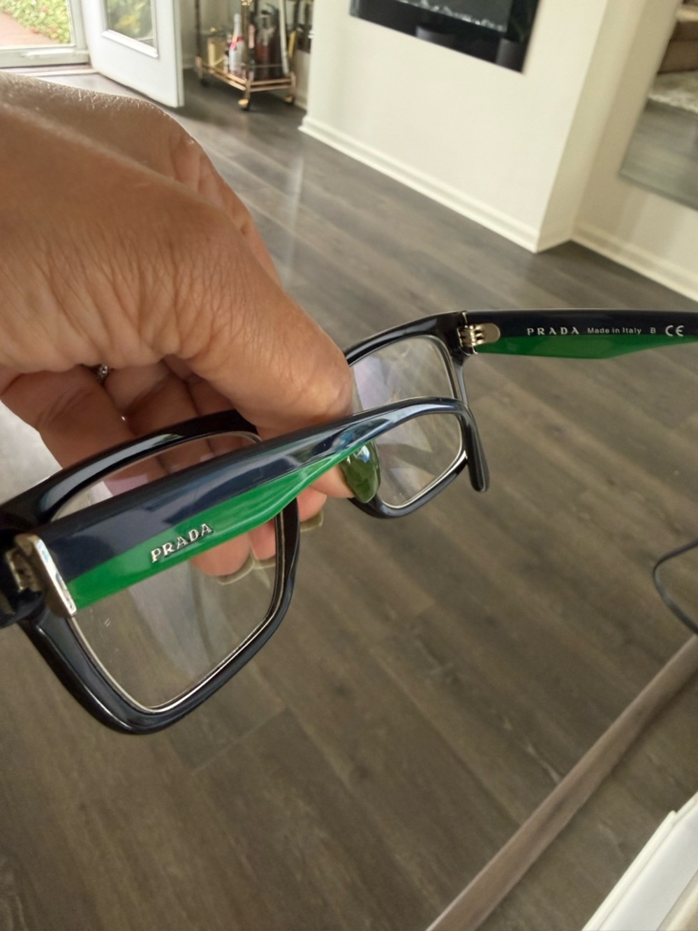 Prada Black and Green Rectangular Optical Frames - Picture 6 of 8